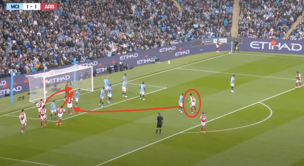 Gabriel Magalhaes position at Arsenal's second goal against Manchester City