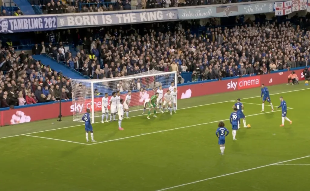 Indirect free kicks inside the penalty box in Chelsea vs Aston Villa.